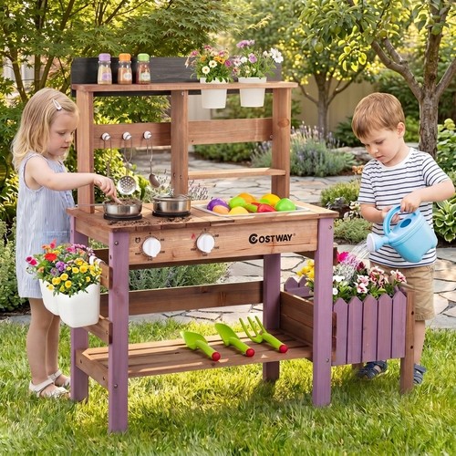 Outdoor wooden mud kitchen - outdoor,