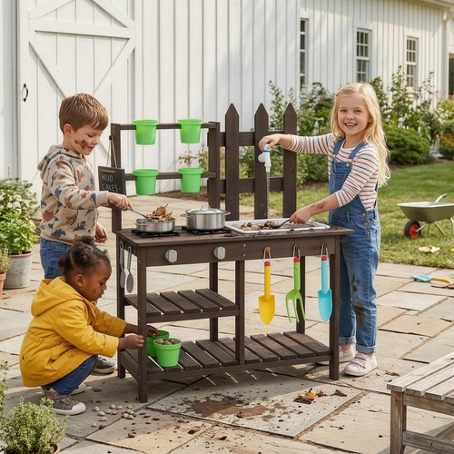 Outdoor wooden mud kitchen set - outdoor,