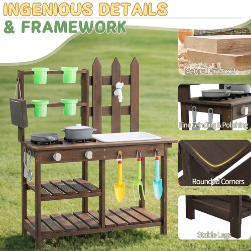 Outdoor wooden kitchen - outdoor, playset